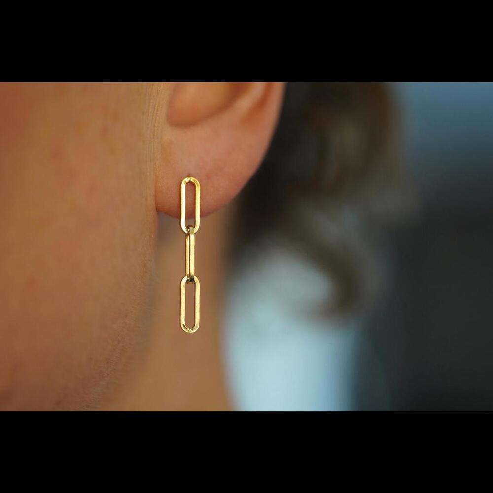 EARRINGS 14/20GF 30.5MM 3 LINK FLT PAPERCLIP - Picture 4 of 5